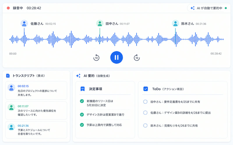 議事録AIの実画面イメージ